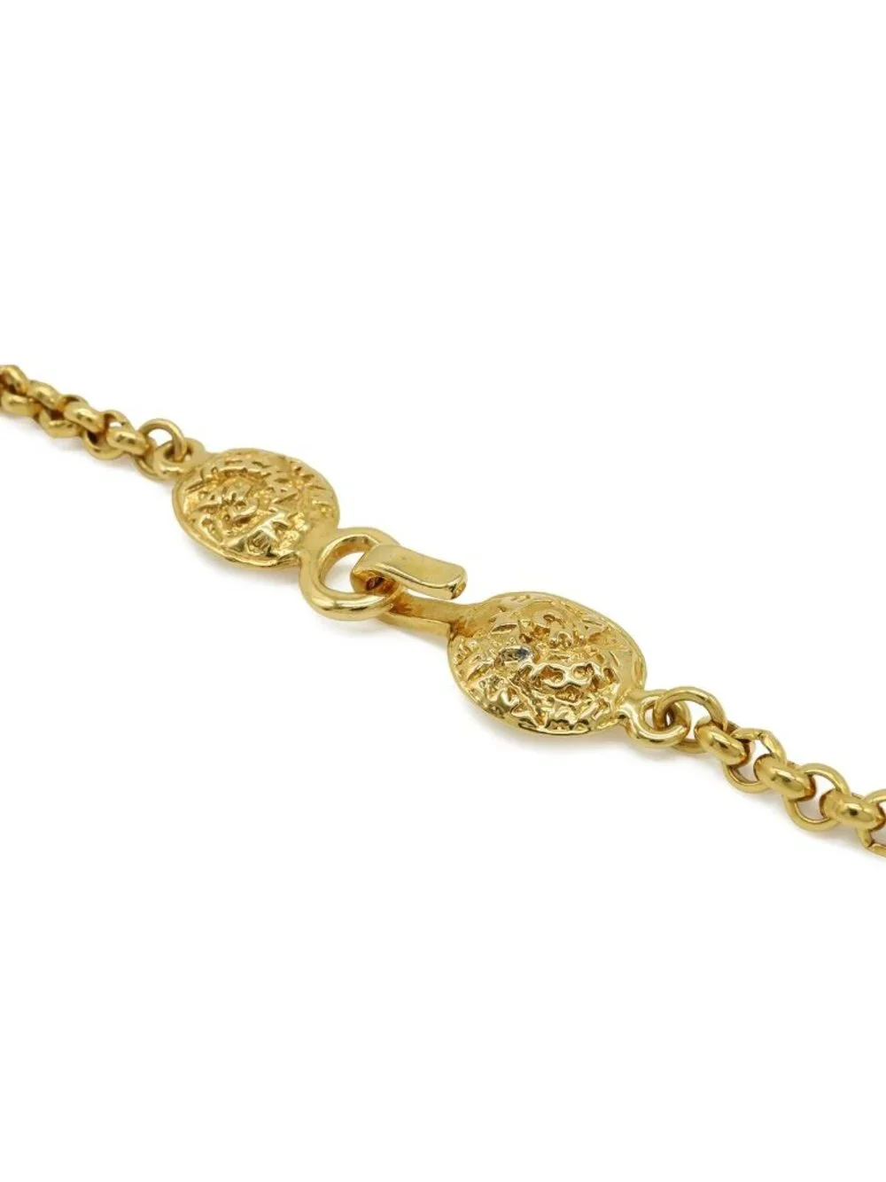 Chanel 95A Clover CC Logo Large Chain Pendant 2-Way Belt Gold Plated Necklace